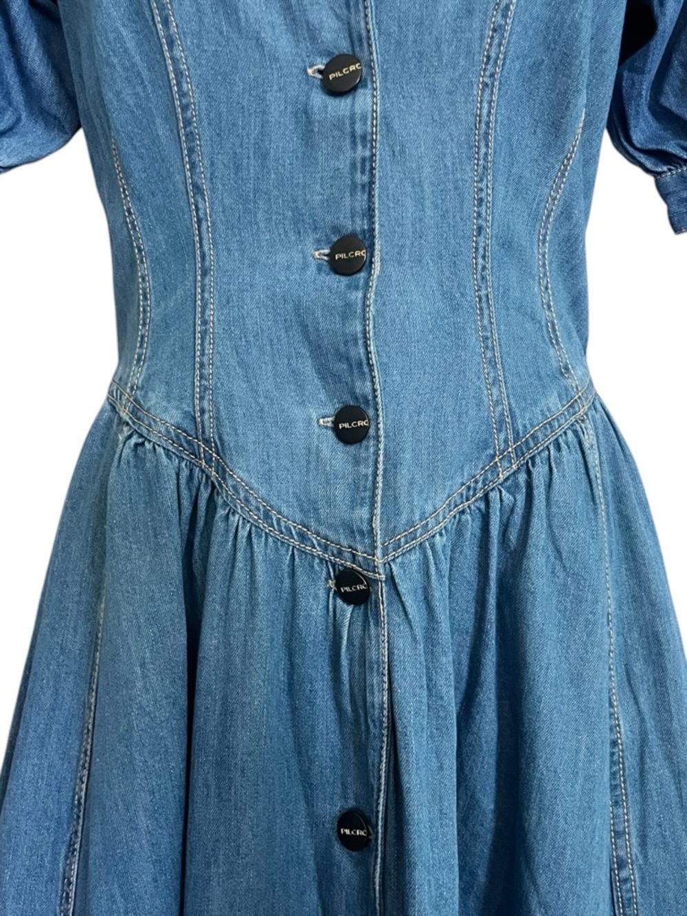 Anthropologie PILCRO Blue Denim Cotton Button Down Midi Western Dress Size 6 - Picture 9 of 12